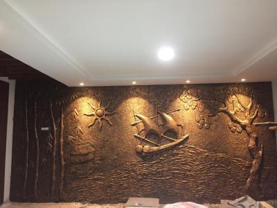 Wall mural with antique finish 