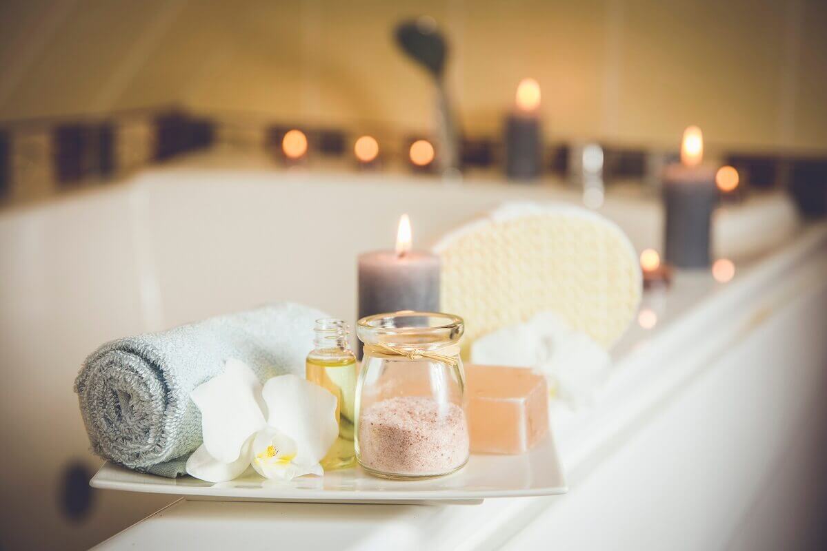 Scented Candles on Bathtub