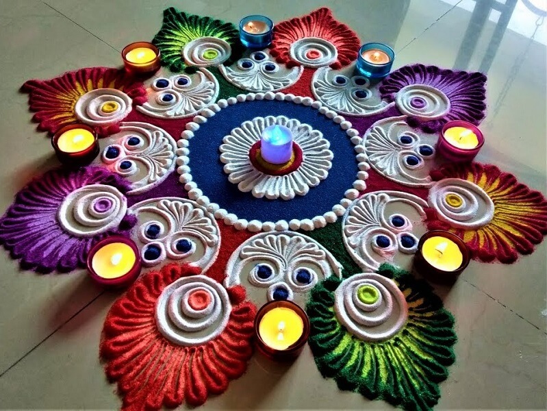 Put Creative Rangoli with Vibrant Colors