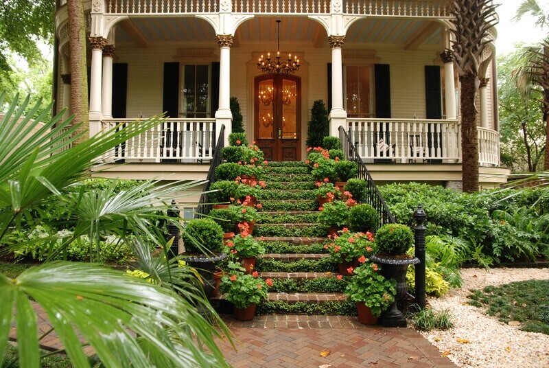 Covered Stairs with flowers