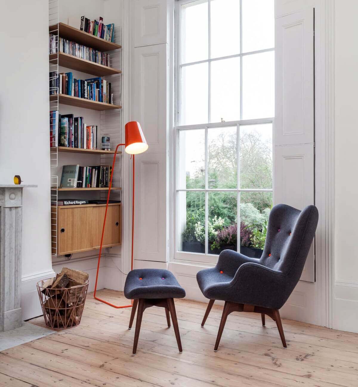 Cozy Reading Spot and Bookshelf