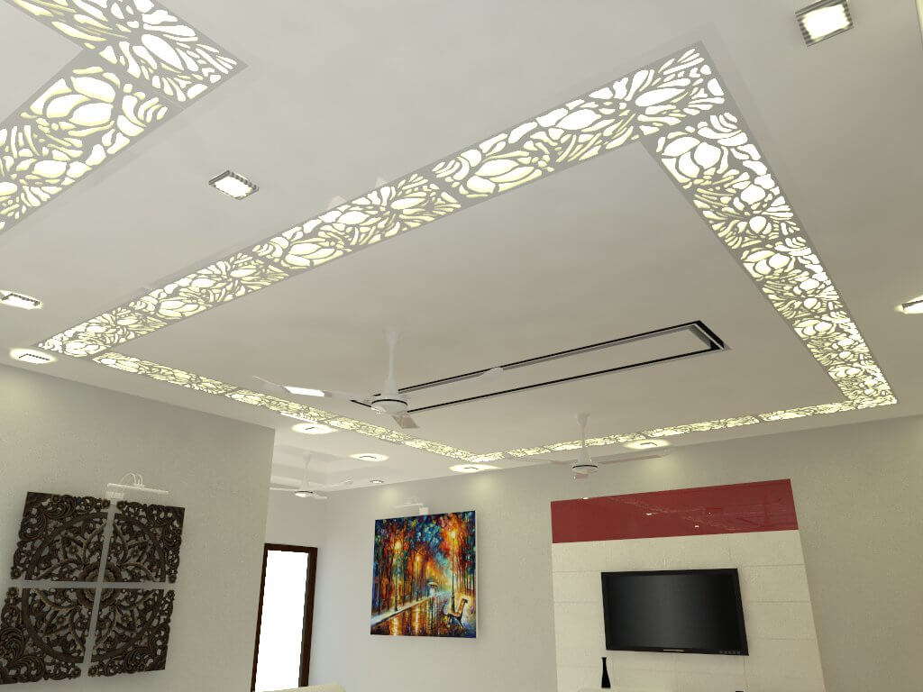 False ceiling design with CNC router MDF jalli by TANDON ARCHITECTS ...
