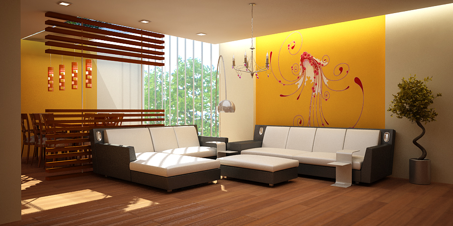 Living Room Design With Wall Arts - Aashray Design Consultants Pvt Ltd
