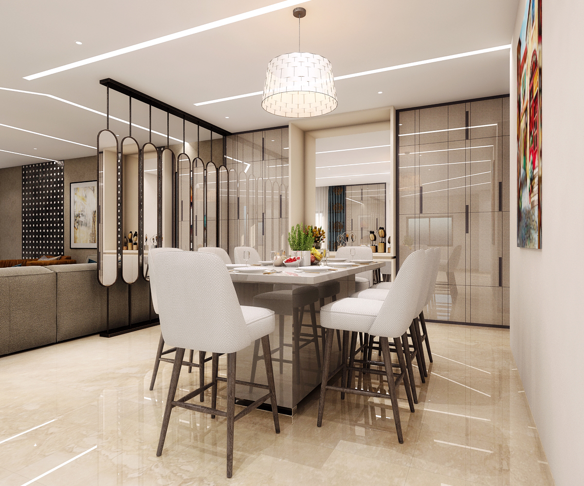 Ultra Modern Dining Room With Lights