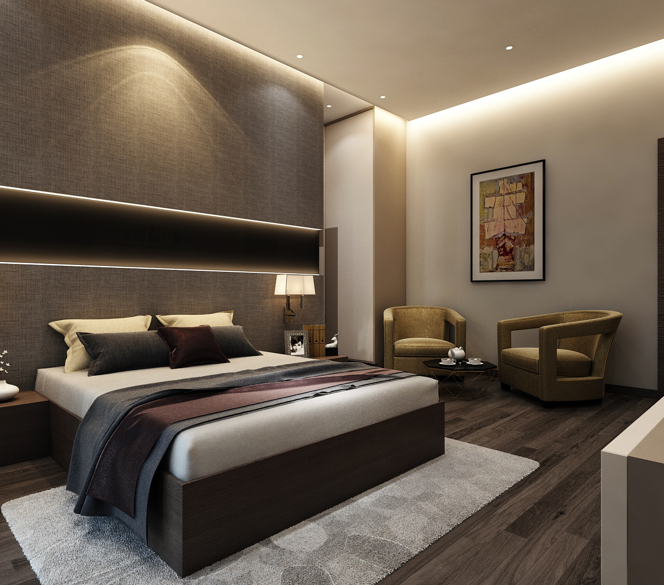 Modern Bedroom With Wall Art