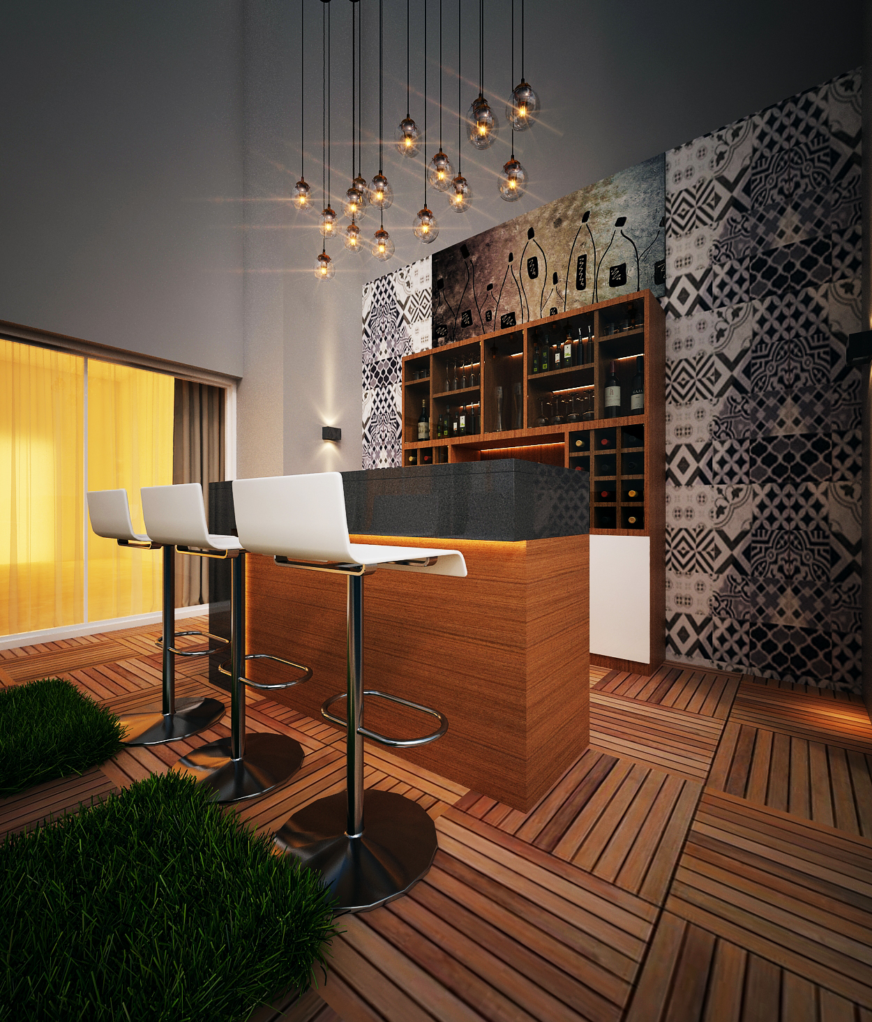 Home Bar With Wooden Flooring