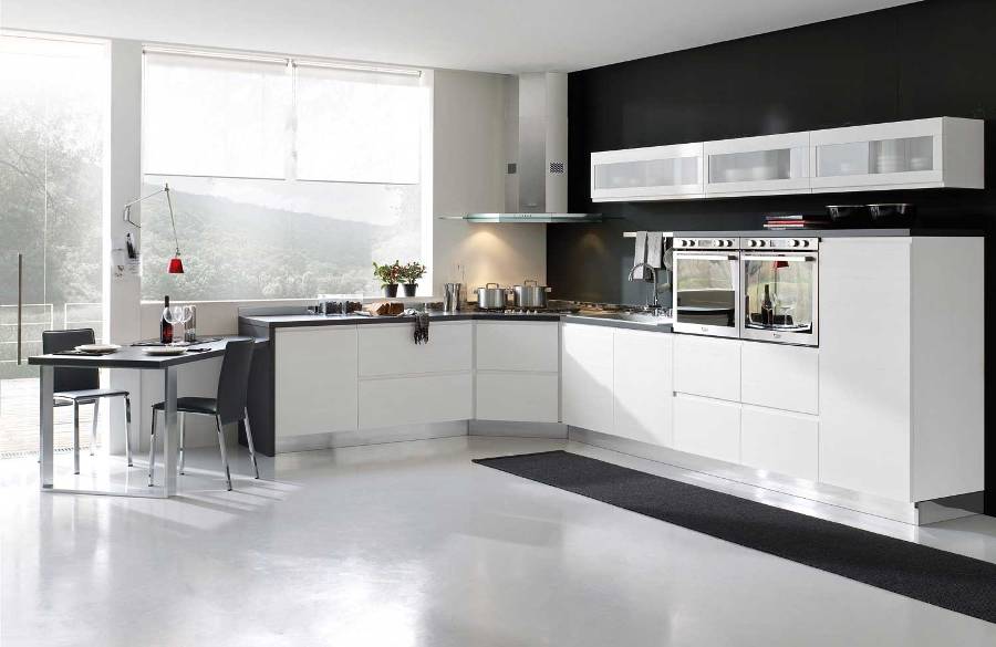White And Black Modular Kitchen Design by Indo Furnishing | KreateCube