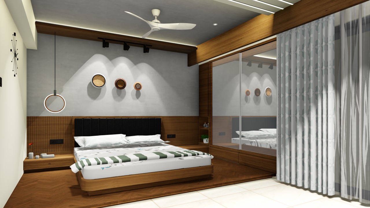 Modern Master Bedroom With Lighting