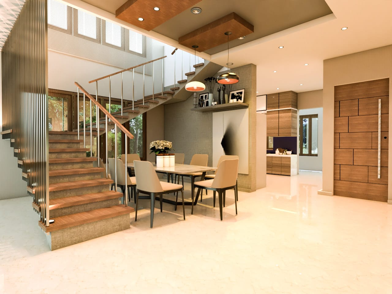 Staircase and Dining Area Design 