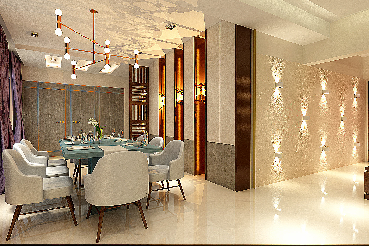 Luxury dining with veneer wall panel