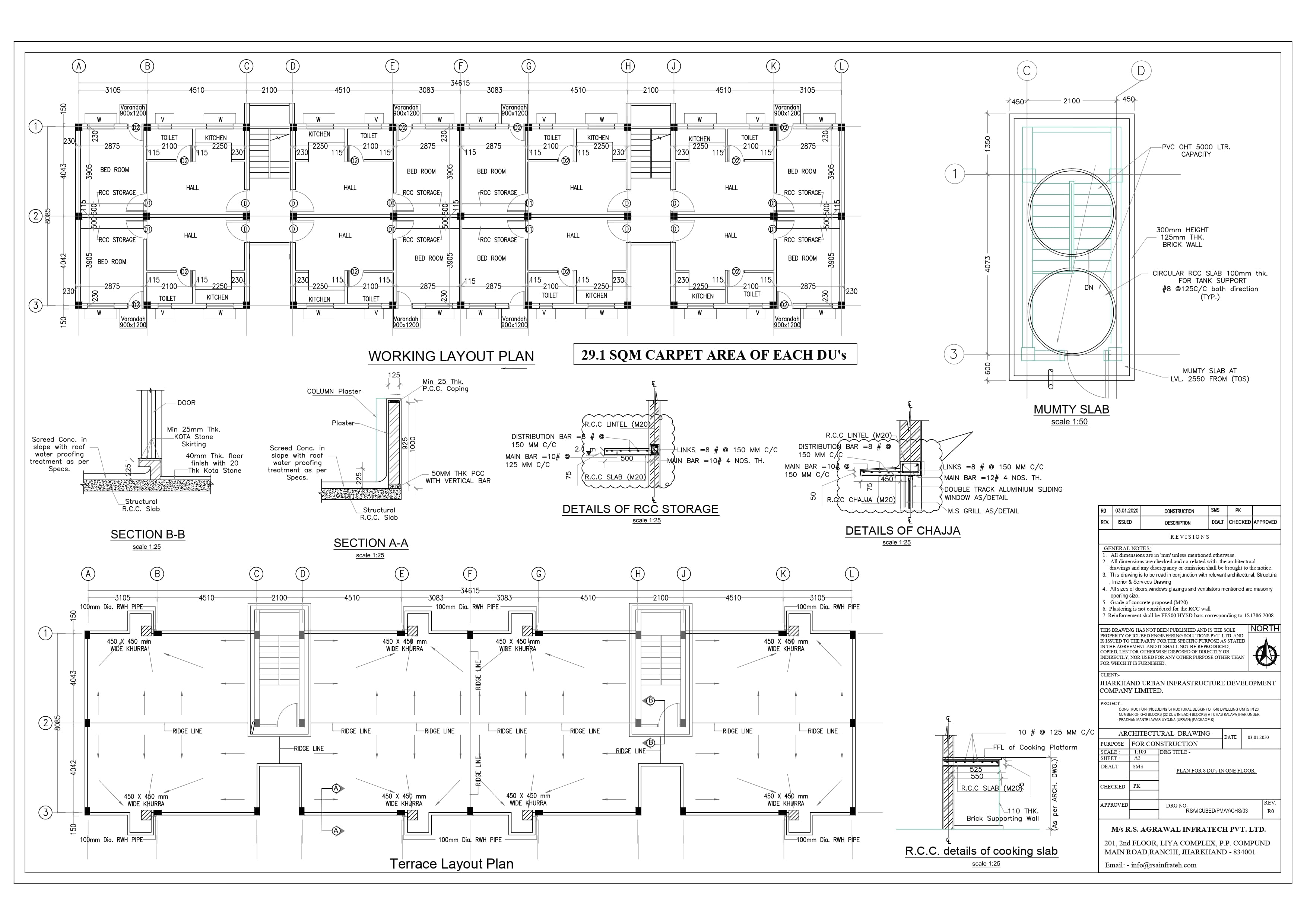 Floor Plan, Terrace Layout Plan And Details