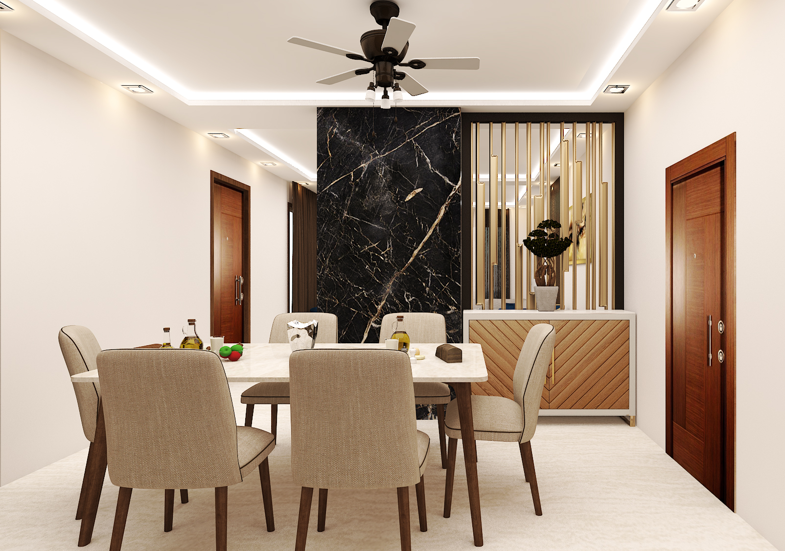 dining room design with square ceiling by SNT DECOR CO | KreateCube