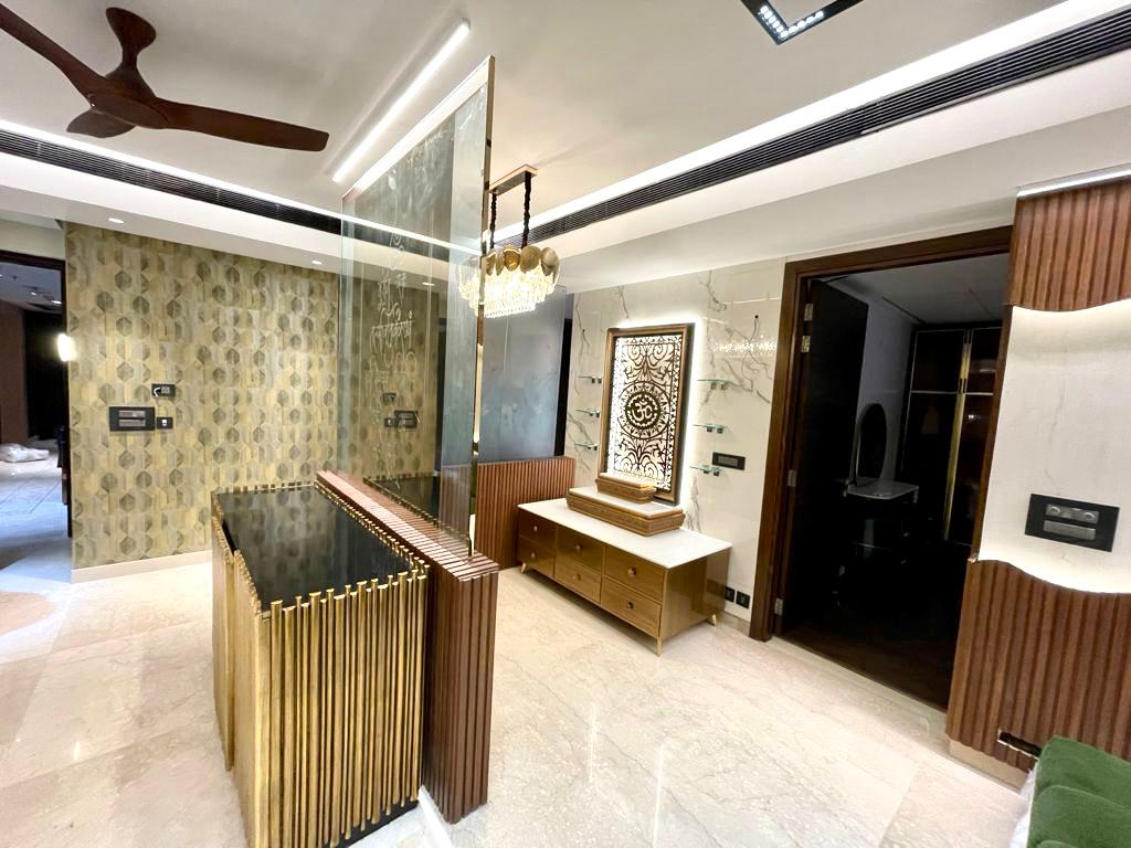 Living Area And Puja Room Design