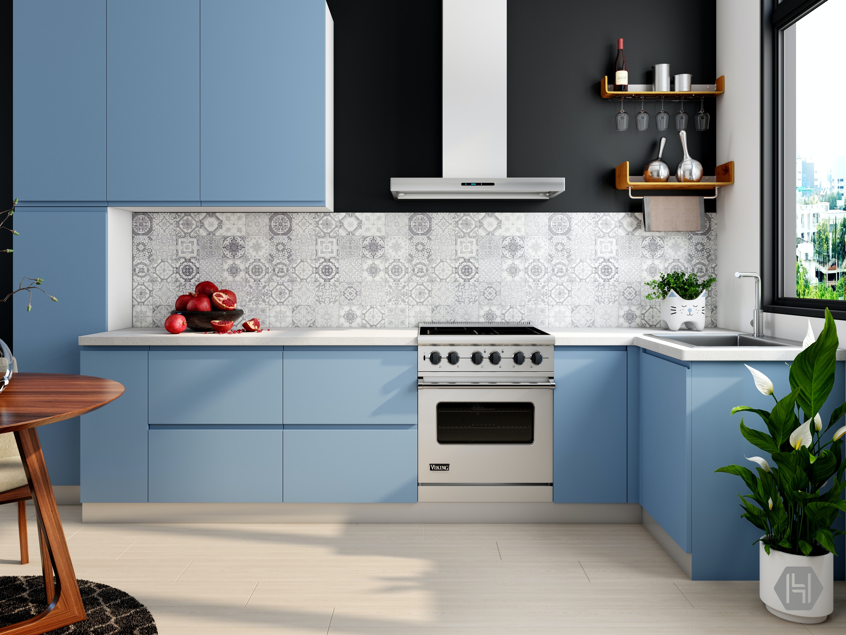 colourful modular kitchen design