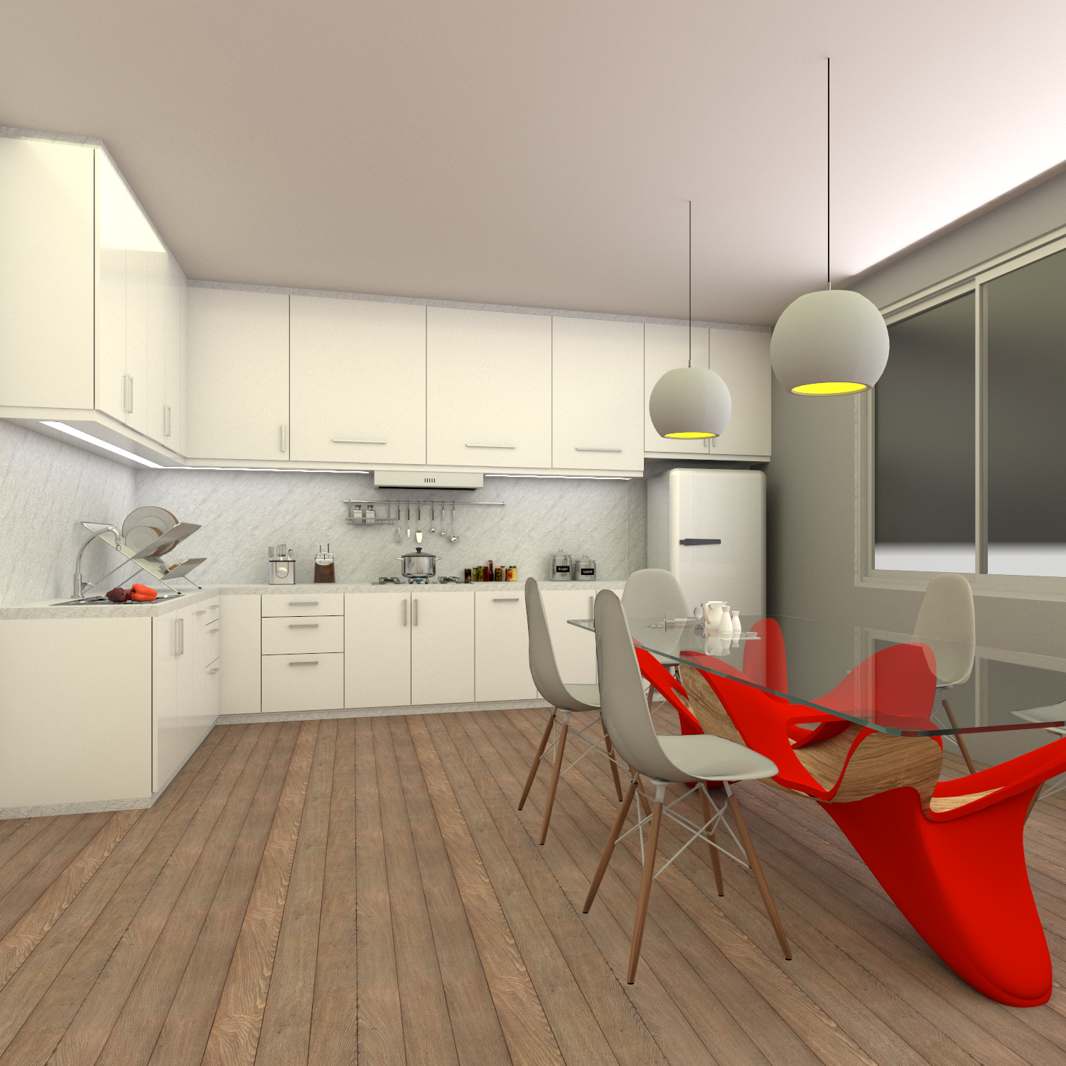 Kitchen With Customized Dining Table
