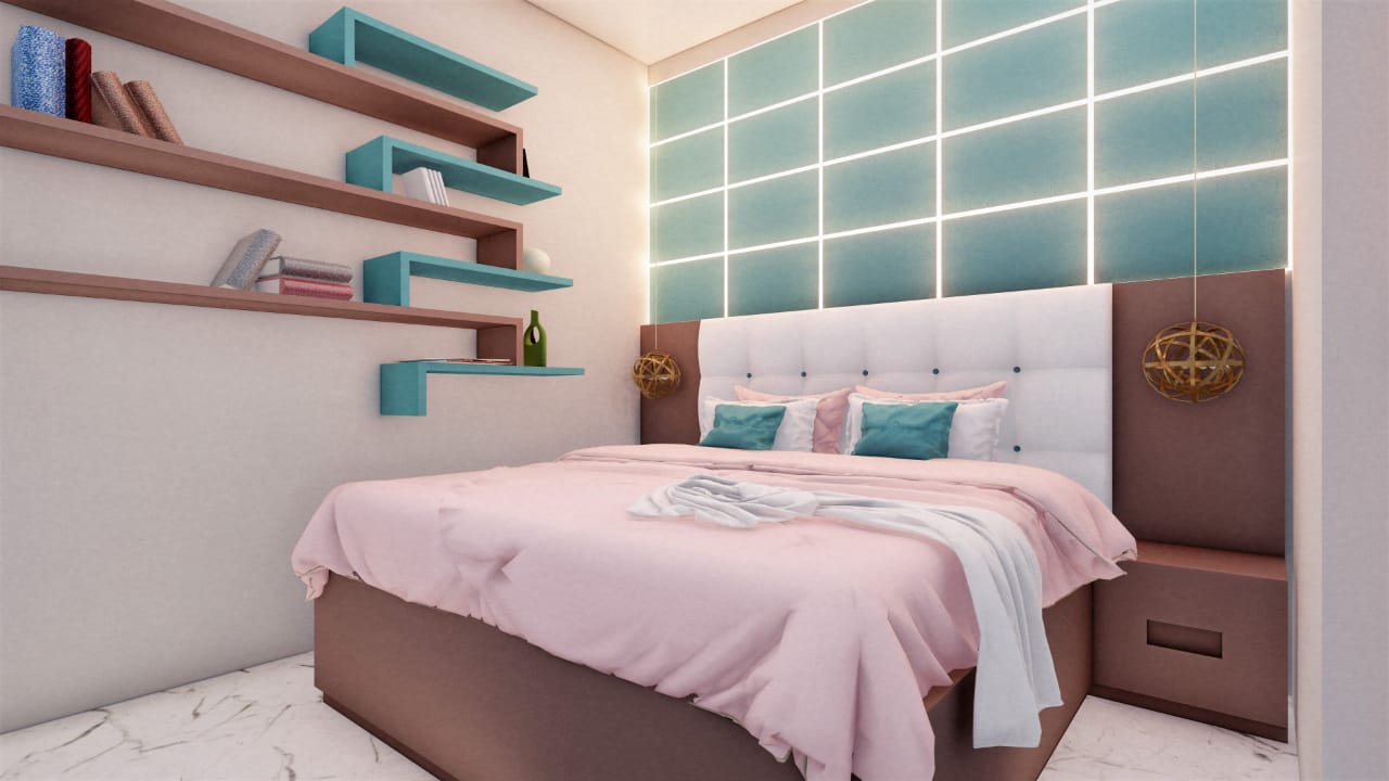 Bedroom Design With Wall Shelves