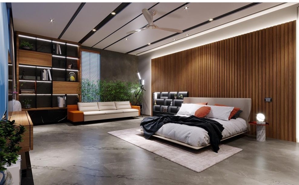Contemporary Bedroom With Indoor Plants