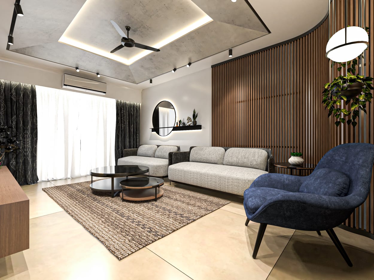 Contemporary Living Room Design With Lights 