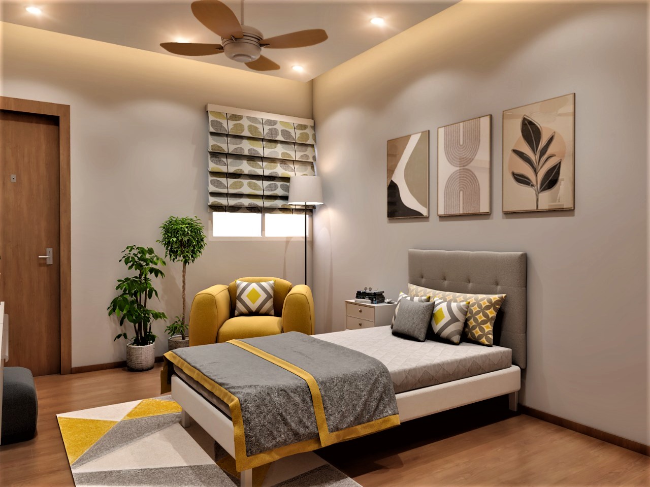 Bedroom Design With Wall Arts