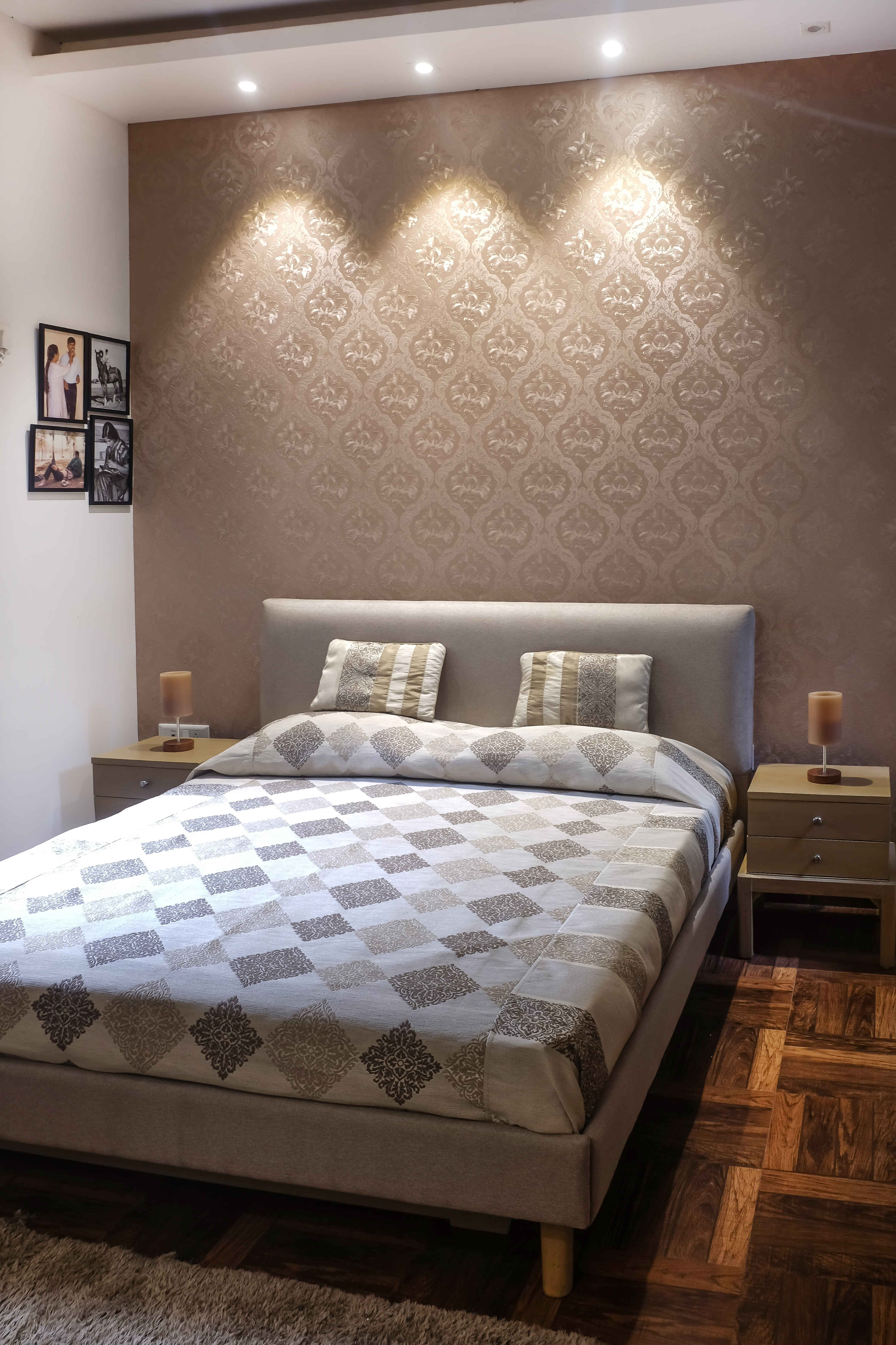 Bedroom With Designer Wallpaper