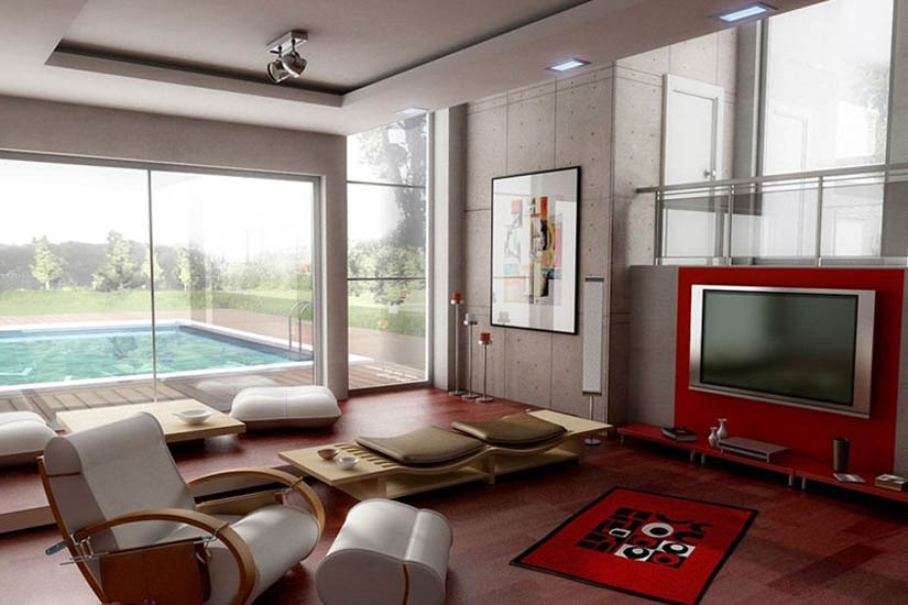 Living Area Design With TV Unit