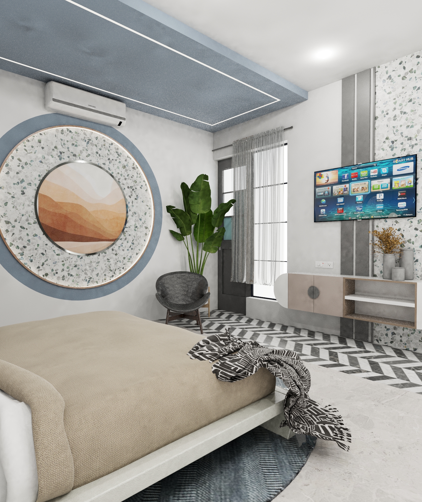 Bedroom Design With Wall Art 