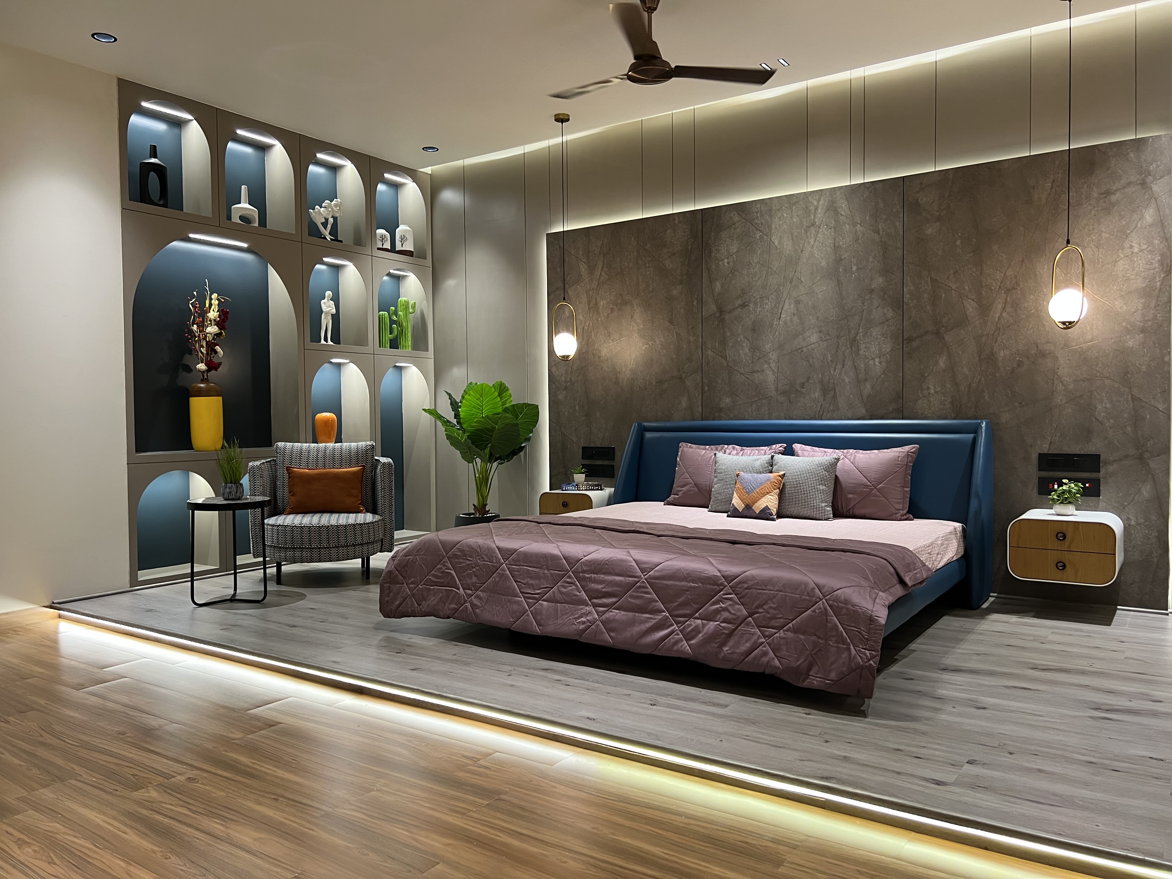 Bedroom Design With Furniture And Lights