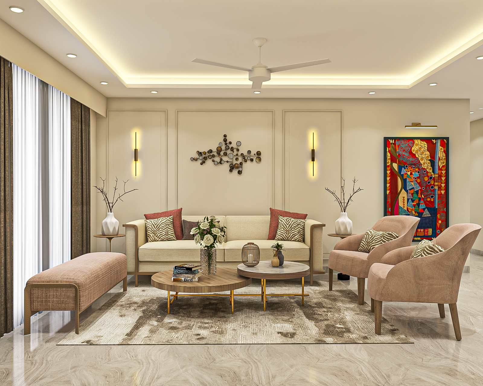 Contemporary Living Room Design With Wall Decor by DDesignville