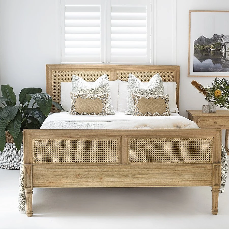 Timber and Rattan Bed