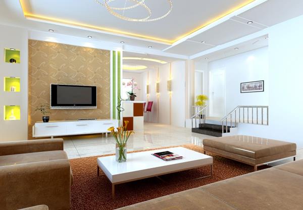 Simple Living Room with false ceiling designs