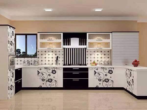Modular Kitchen with Printed Cabinets