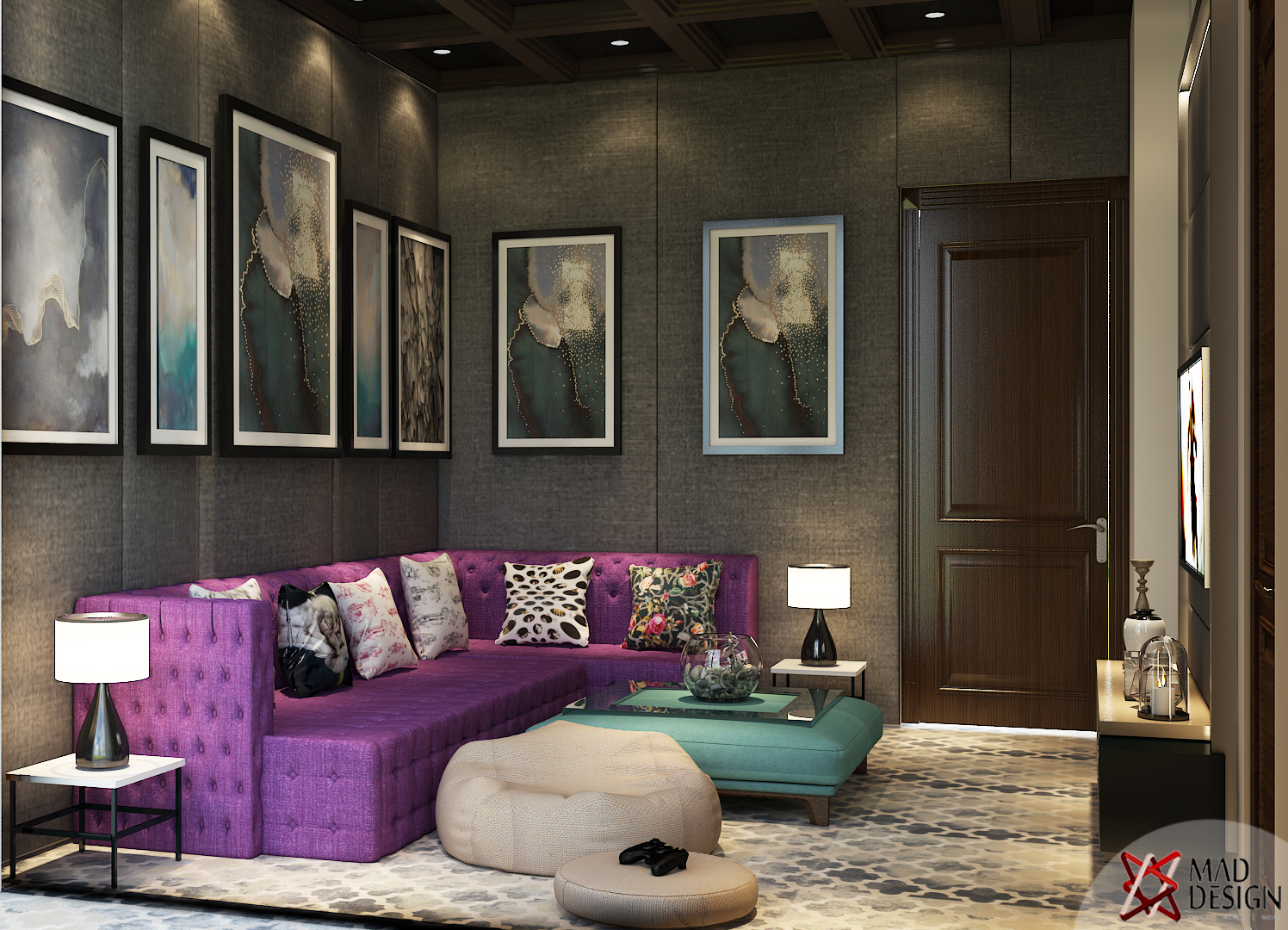 Living Room Design with Side Lamp - MAD Design